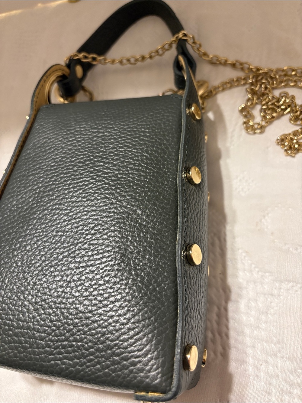 Vera Pelle Olive Green Leather Crossbody Bag with Beige Interior, made in Italy - Picture 16 of 16